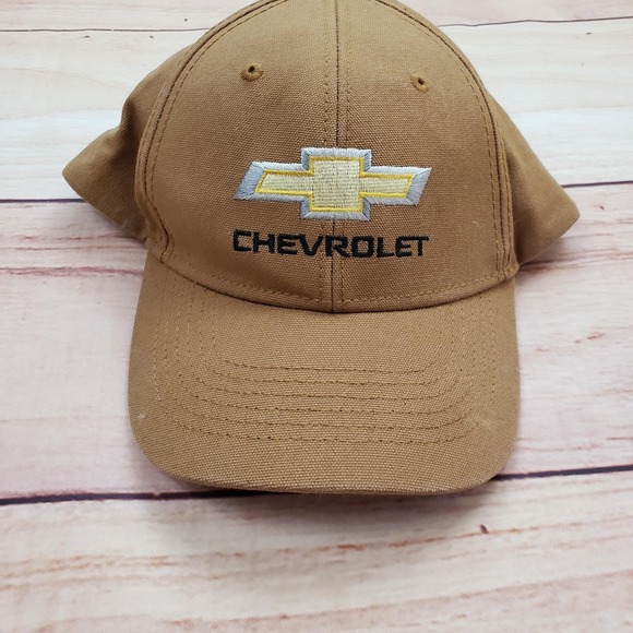 Chevrolet Hat Cap Snap Back Brown Khaki Embroidered Advertising Automotive Mens - Picture 1 of 6